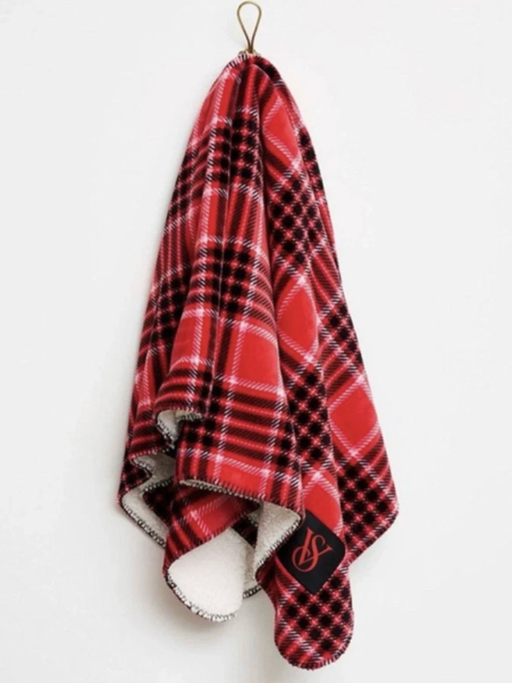 Victoria's Secret Red and Black Plaid Sherpa Throw